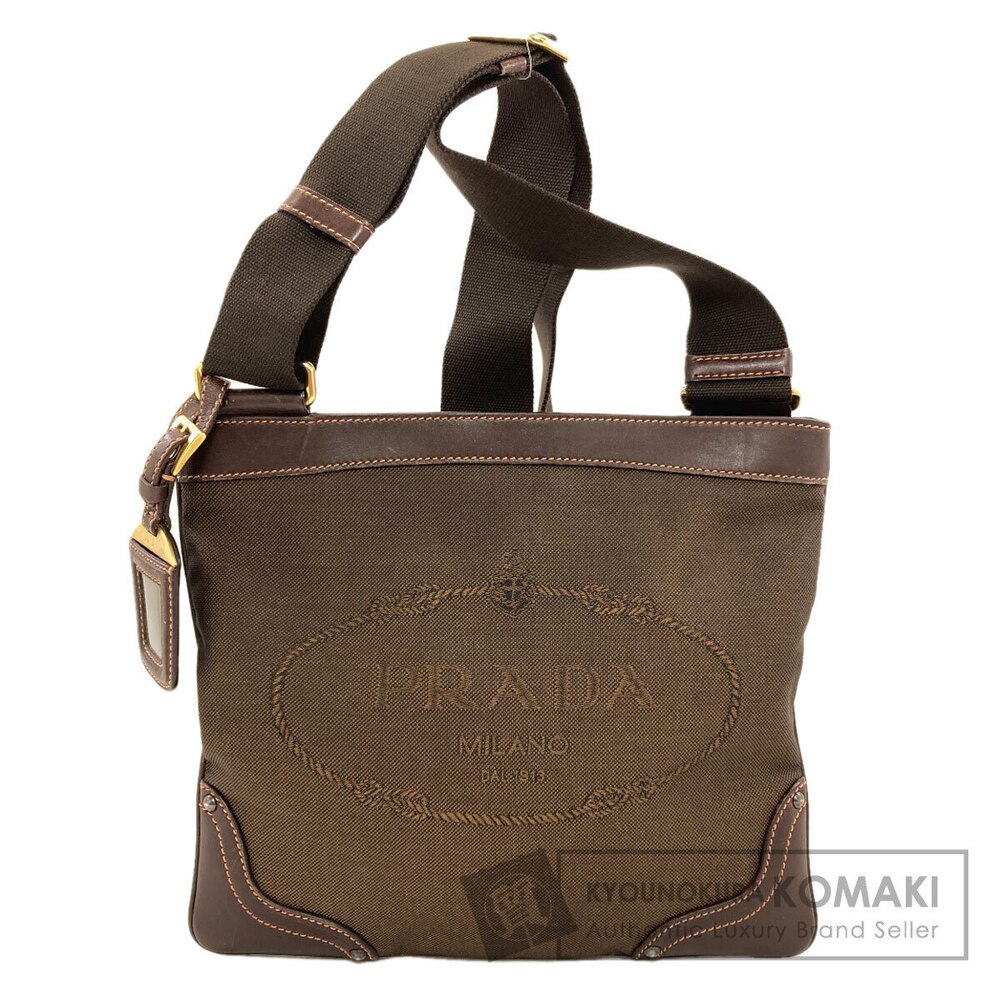 Prada Shoulder Bag Canvas Calfskin